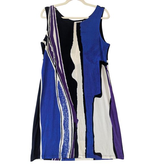 Chico's Blue and Purple Abstract Midi Dress - Picture 1 of 8